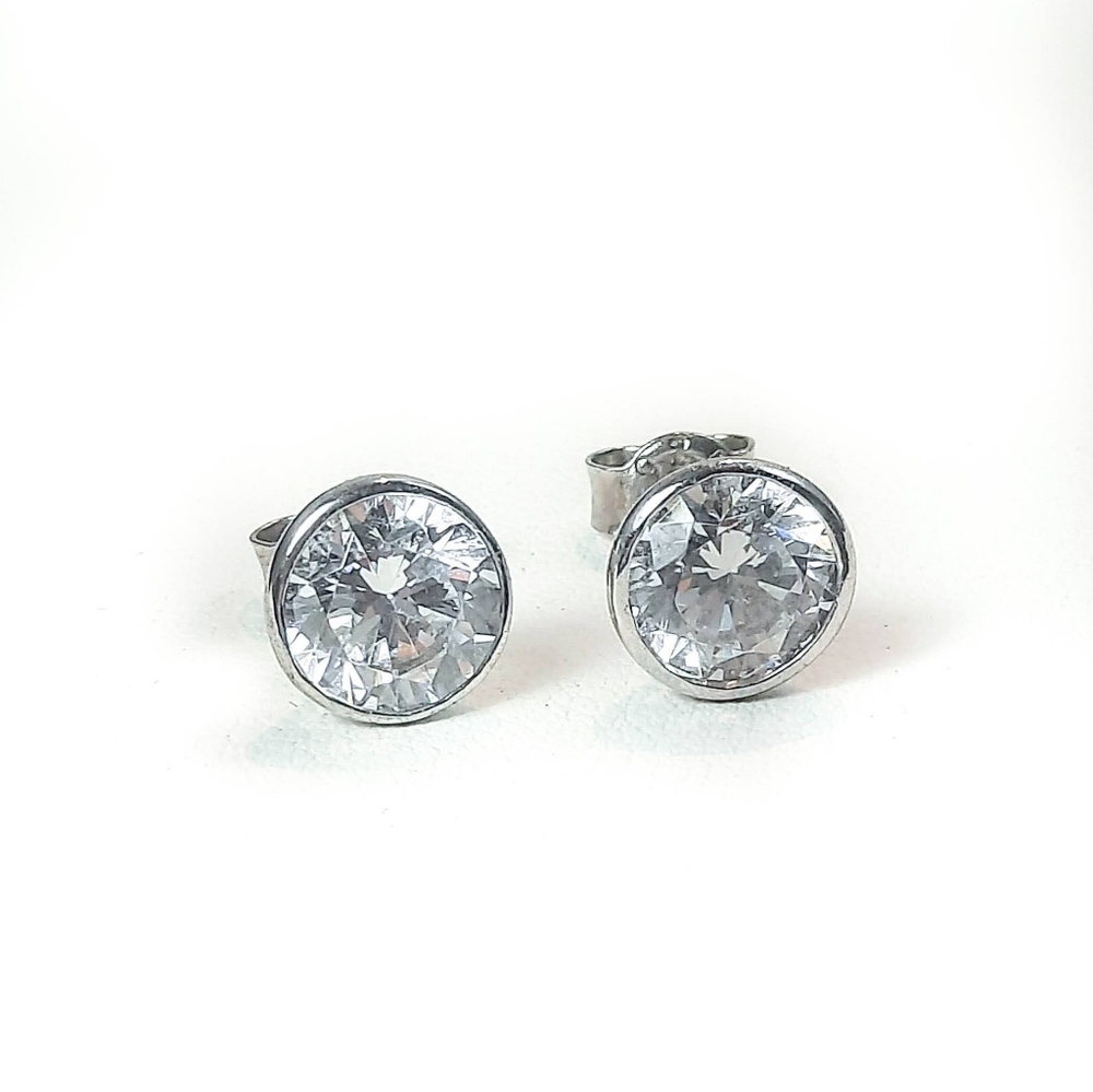 Silver CZ stud earrings